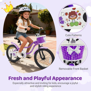 18 Inch Kids Bike with Training Wheels for Aged 3-8 Years Old - Magic Purple view 8
