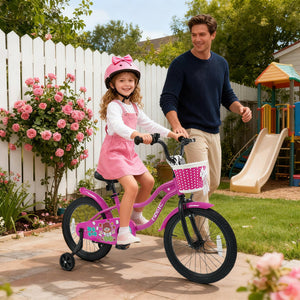 18 Inch Kids Bike with Training Wheels for Aged 3-8 Years Old - Magic Rose view 3