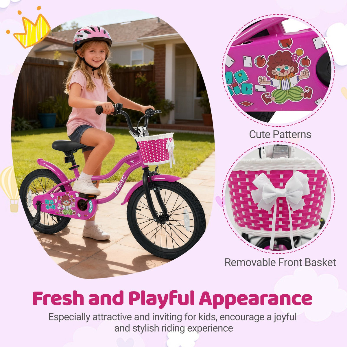 18 Inch Kids Bike with Training Wheels for Aged 3-8 Years Old - Magic Rose view 8