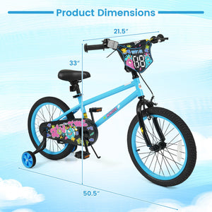 18 Inch Kids Bike with Training Wheels for Ages 4-8 Years Old Blue- Street Art Time view 4