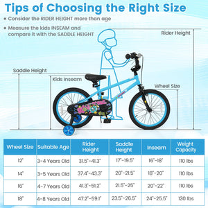 18 Inch Kids Bike with Training Wheels for Ages 4-8 Years Old Blue- Street Art Time view 5