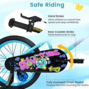 18 Inch Kids Bike with Training Wheels for Ages 4-8 Years Old Blue- Street Art Time view 8