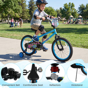 18 Inch Kids Bike with Training Wheels for Ages 4-8 Years Old Blue- Street Art Time view 9