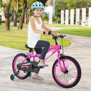 Patented 18 Inch LED Lighted Kids Bike with Training Wheels and Headlight for Ages 4-8 Years-18 inches view 2