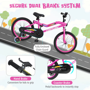 Patented 18 Inch LED Lighted Kids Bike with Training Wheels and Headlight for Ages 4-8 Years-18 inches view 6