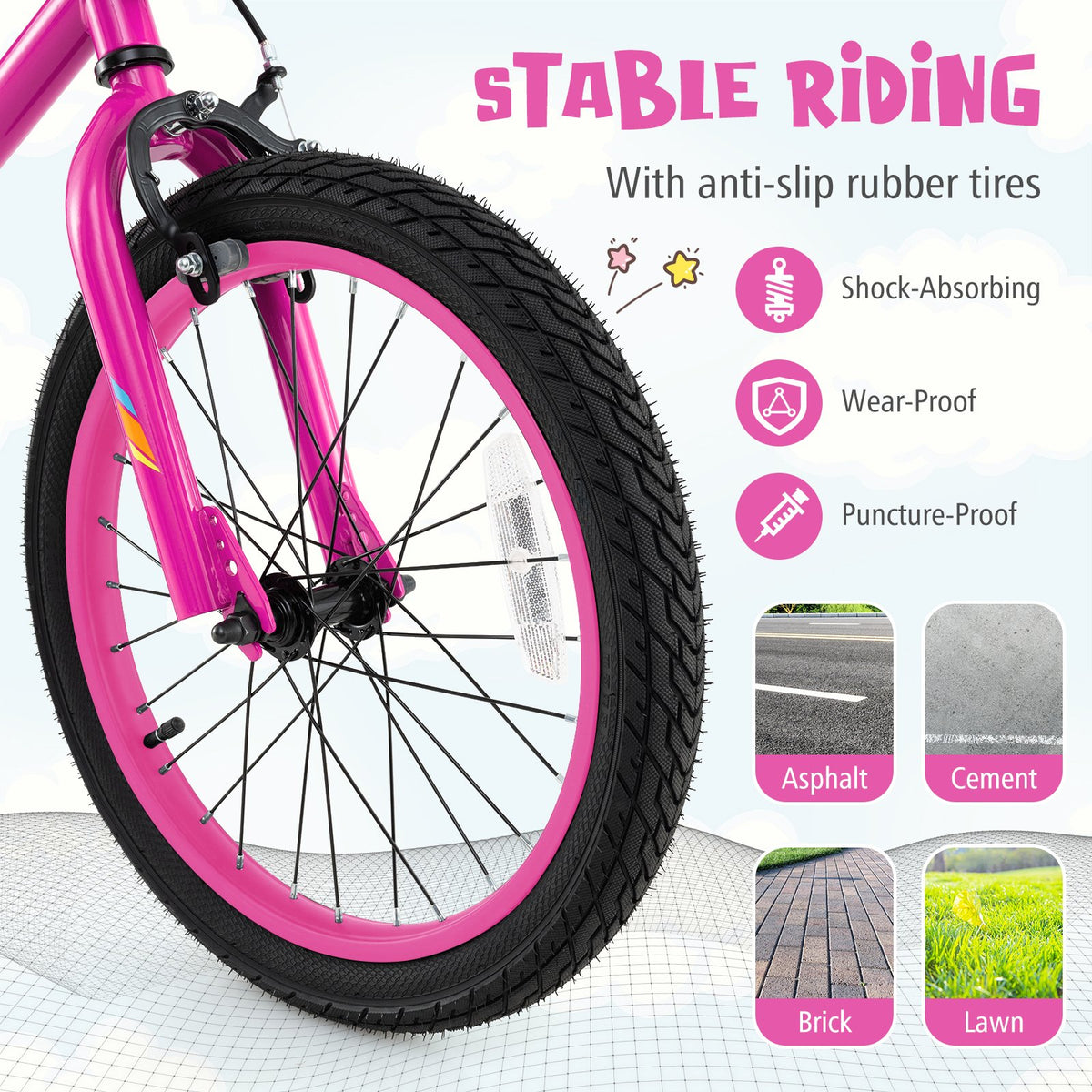 Patented 18 Inch LED Lighted Kids Bike with Training Wheels and Headlight for Ages 4-8 Years-18 inches view 7