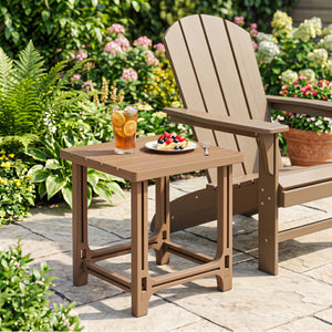 18 Inch Outdoor Adirondack Side Table with Slatted Surface-Brown view 2