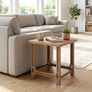 18 Inch Outdoor Adirondack Side Table with Slatted Surface-Brown view 3