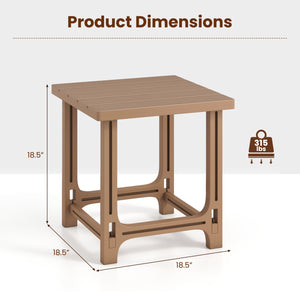 18 Inch Outdoor Adirondack Side Table with Slatted Surface-Brown view 5