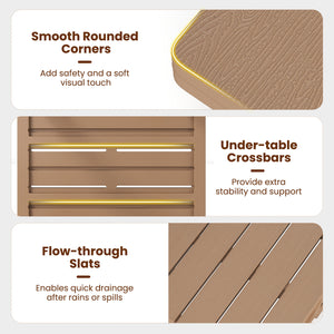 18 Inch Outdoor Adirondack Side Table with Slatted Surface-Brown view 8