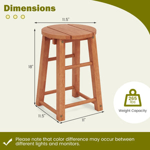 18-Inch Outdoor Wood Bar Stools Set of 2 with Round Seat and Footrest view 4