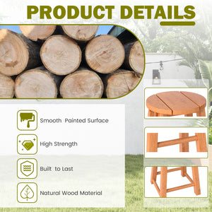 18-Inch Outdoor Wood Bar Stools Set of 2 with Round Seat and Footrest view 7