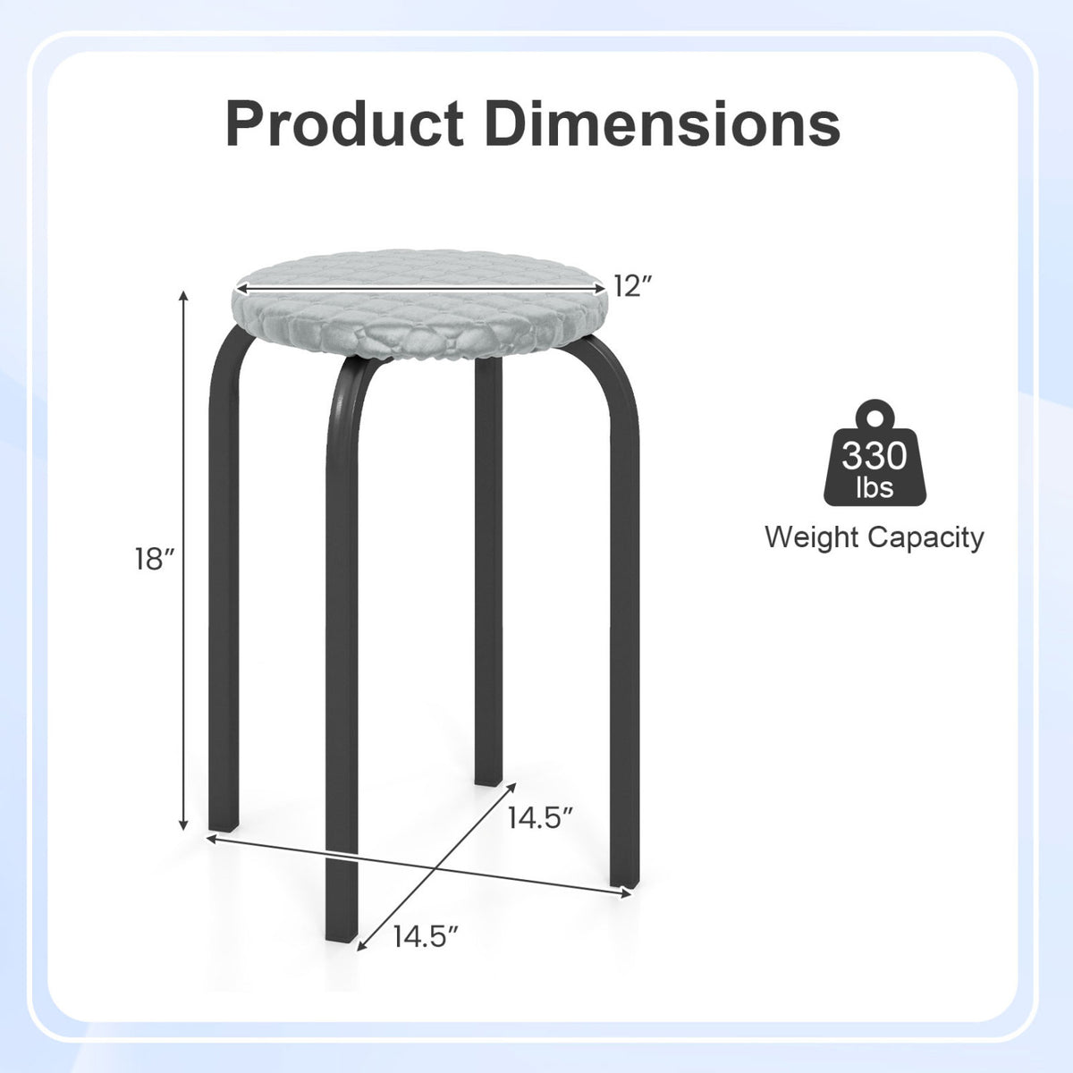 18 Inch Round Stackable Stools with Removable Washable Covers-Set of 6 view 4