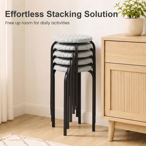18 Inch Round Stackable Stools with Removable Washable Covers-Set of 6 view 8