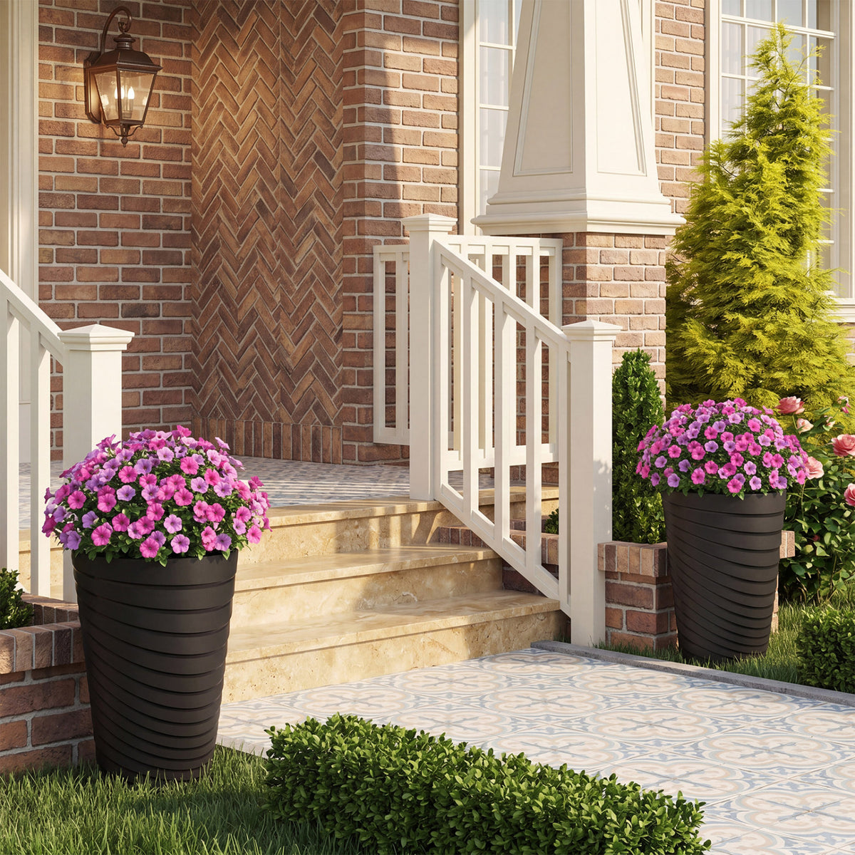 18 Inch Tall Flower Pot Set of 2 with Insert Bucket and Handle Design-Black view 2