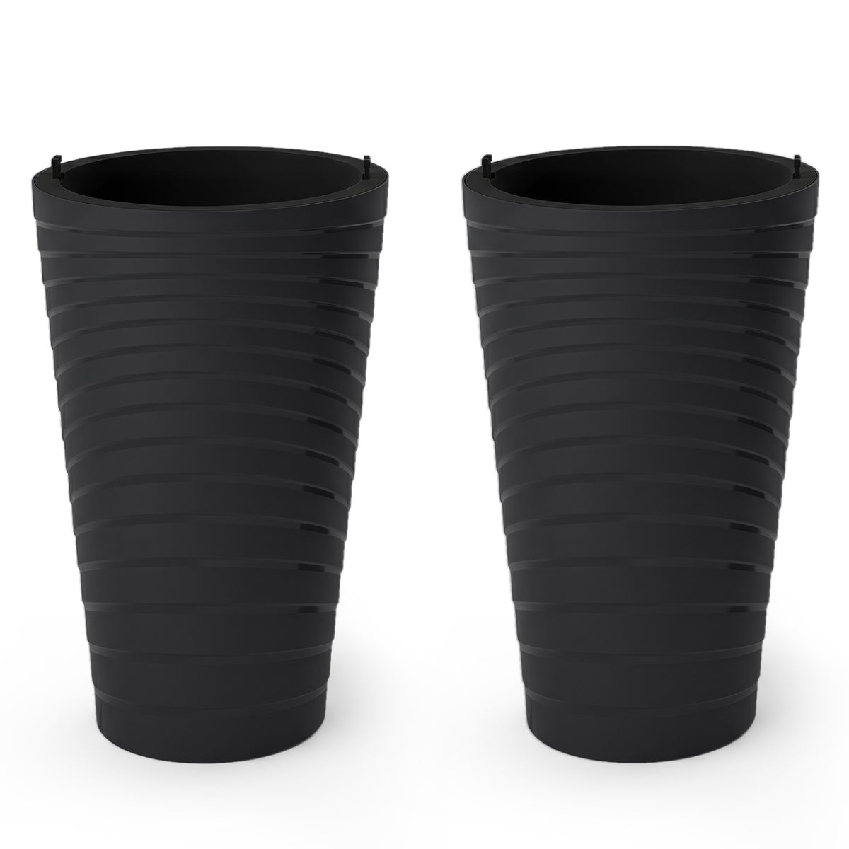 18 Inch Tall Flower Pot Set of 2 with Insert Bucket and Handle Design-Black view 4