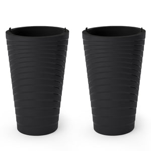 18 Inch Tall Flower Pot Set of 2 with Insert Bucket and Handle Design-Black view 4