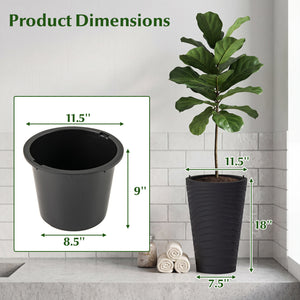 18 Inch Tall Flower Pot Set of 2 with Insert Bucket and Handle Design-Black view 5
