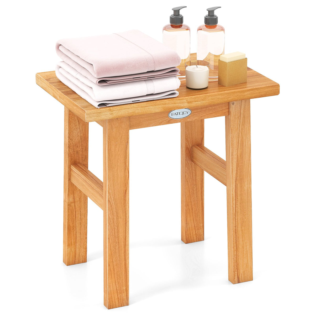 18 Inch Teak Shower Bench Spa Bath Stool for Shaving Legs view 3