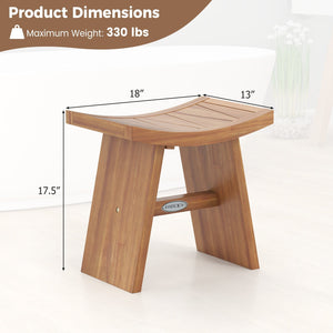 18 Inch Teak Wood Shower Bench with Curved Seat for Bathroom view 5