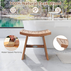 18 Inch Teak Wood Shower Bench with Curved Seat for Bathroom view 6