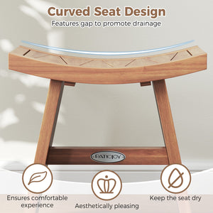18 Inch Teak Wood Shower Bench with Curved Seat for Bathroom view 7