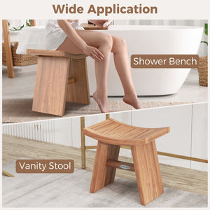 18 Inch Teak Wood Shower Bench with Curved Seat for Bathroom view 8