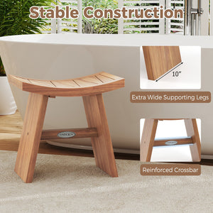 18 Inch Teak Wood Shower Bench with Curved Seat for Bathroom view 9