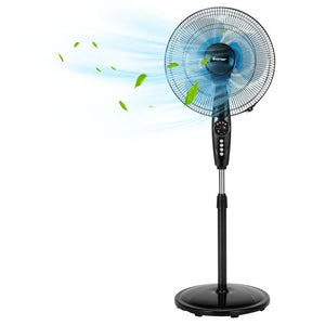 16 Inch Adjustable Height Fan with Quiet Oscillating Stand for Home and Office