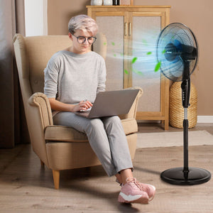 16 Inch Adjustable Height Fan with Quiet Oscillating Stand for Home and Office view 3