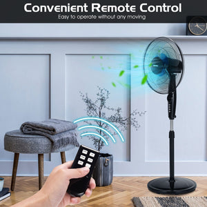 16 Inch Adjustable Height Fan with Quiet Oscillating Stand for Home and Office view 6