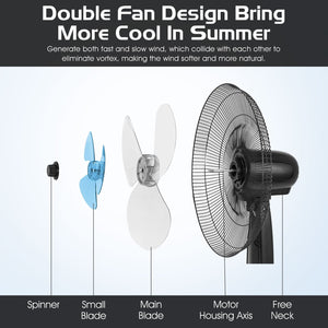 16 Inch Adjustable Height Fan with Quiet Oscillating Stand for Home and Office view 9