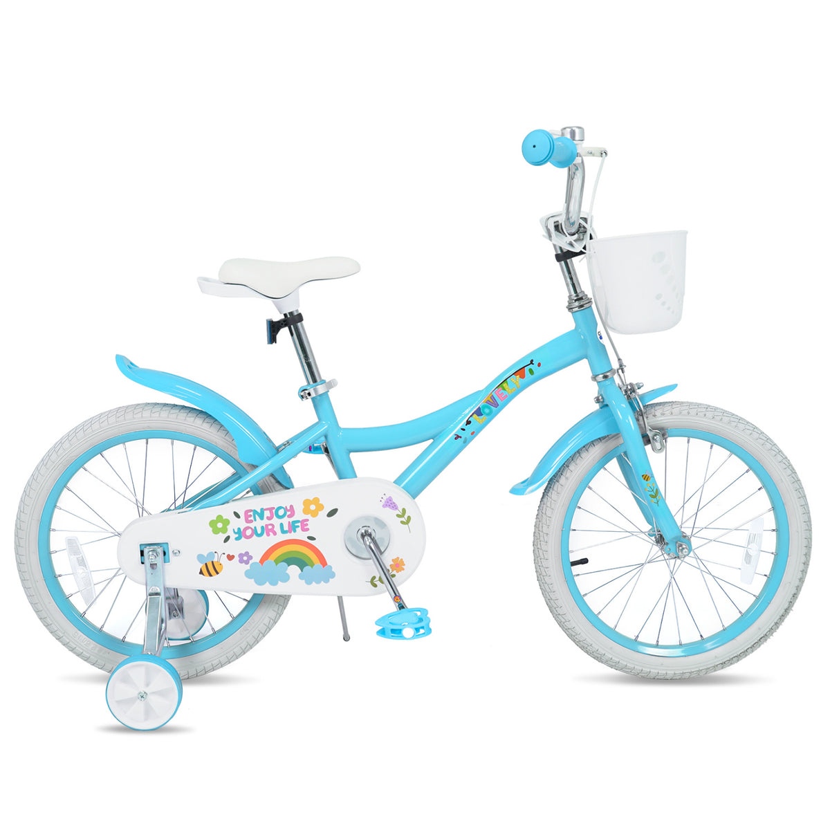 18 Inches Girls Bike for 4-8 Years Old with Basket - Spring Party Blue view 4