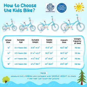 18 Inches Girls Bike for 4-8 Years Old with Basket - Spring Party Blue view 5
