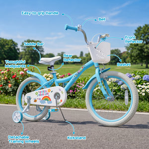 18 Inches Girls Bike for 4-8 Years Old with Basket - Spring Party Blue view 7