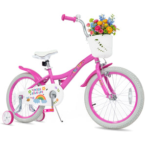 18 Inches Girls Bike for 4-8 Years Old with Basket - Spring Party, Pink view 4