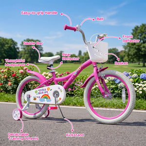 18 Inches Girls Bike for 4-8 Years Old with Basket - Spring Party, Pink view 6