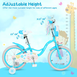 18 Inches Girls Bike with Front Bag and Streamers for 4-8 Years Blue view 6
