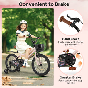 18 Inches Kids Bike with Basket and Adjustable Handlebar for 4-8 Years Old view 6