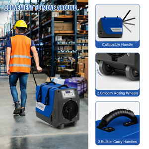 180 PPD Commercial Dehumidifier with Pump Drain Hose and Wheels-Blue view 7
