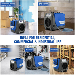 180 PPD Commercial Dehumidifier with Pump Drain Hose and Wheels-Blue view 9