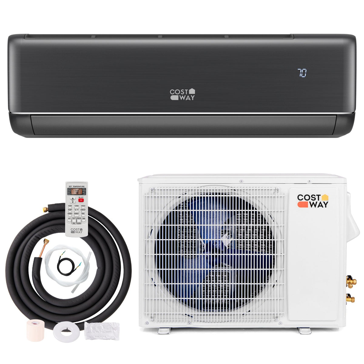 GreyVolt Series Energy Star Certified 18000 BTU 21 SEER2 208-230V Mini Split Air Conditioner and Heater Gray