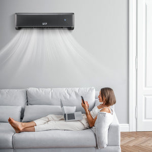 GreyVolt Series Energy Star Certified 18000 BTU 21 SEER2 208-230V Mini Split Air Conditioner and Heater Gray view 2