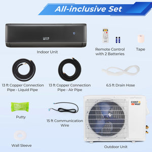 GreyVolt Series Energy Star Certified 18000 BTU 21 SEER2 208-230V Mini Split Air Conditioner and Heater Gray view 5