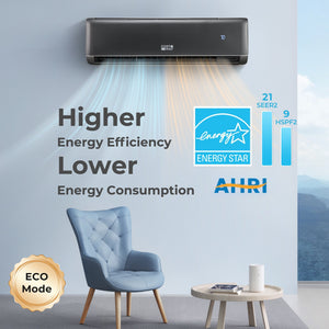 GreyVolt Series Energy Star Certified 18000 BTU 21 SEER2 208-230V Mini Split Air Conditioner and Heater Gray view 6