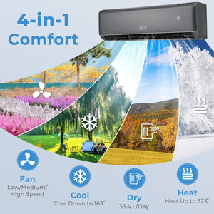 GreyVolt Series Energy Star Certified 18000 BTU 21 SEER2 208-230V Mini Split Air Conditioner and Heater Gray view 8
