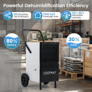 189 Pints Commercial Dehumidifier with Built-in Water Pump-Black view 6
