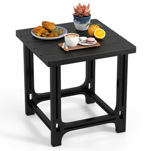 18 Inch Outdoor Adirondack Side Table with Slatted Surface-Black view 4