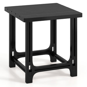 18 Inch Outdoor Adirondack Side Table with Slatted Surface-Black