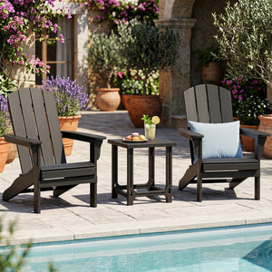 18 Inch Outdoor Adirondack Side Table with Slatted Surface-Black view 6